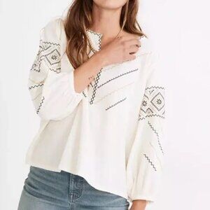 Madewell - Embroidered Peasant Top (Size XXS)